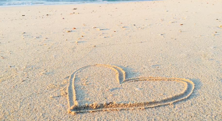 Heart drawn in the beach