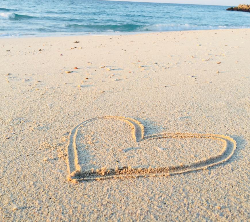 Heart drawn in the beach